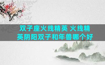 双子座火线精英 火线精英阴阳双子和年兽哪个好